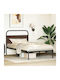 Half Double Wooden Bed Brown with Slats for Mattress 107x203cm