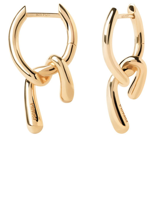 Earrings Hoops made of Silver Gold Plated with Stones