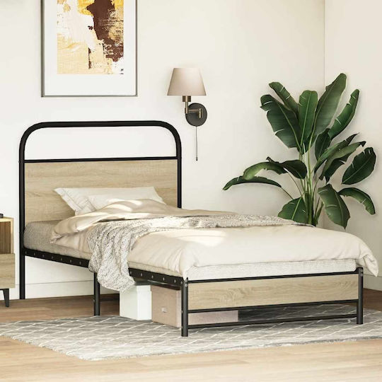 Doppelbett Aus Holz Braun mit Lattenrost für Matratze 107x203cm