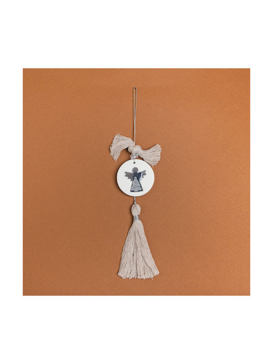 Hanging Ornament Angel Ceramic Silver