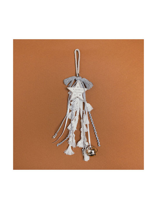 Hanging Ornament Star Wooden Silver