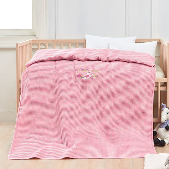 Beauty Home Blanket Cot Art 5301 Waffle Pink 100x150cm