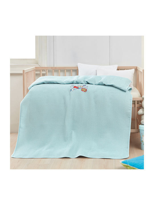 Beauty Home Blanket Cot Art 5307 Waffle Light Blue 100x150cm