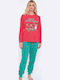 Muydemi Set Pijamale pentru Femei Red