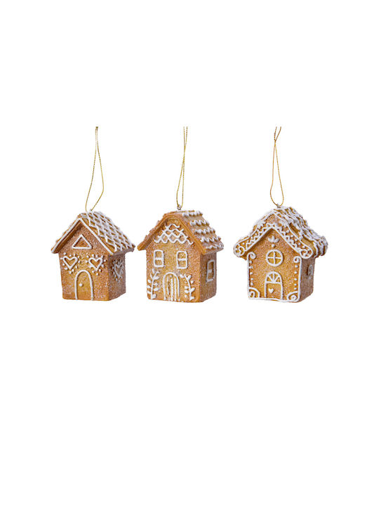 Hanging Ornament House Ceramic Brown 5cm