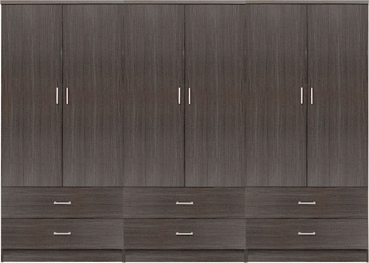Six Door Wardrobe Reina Zebrano 240x42x181cm