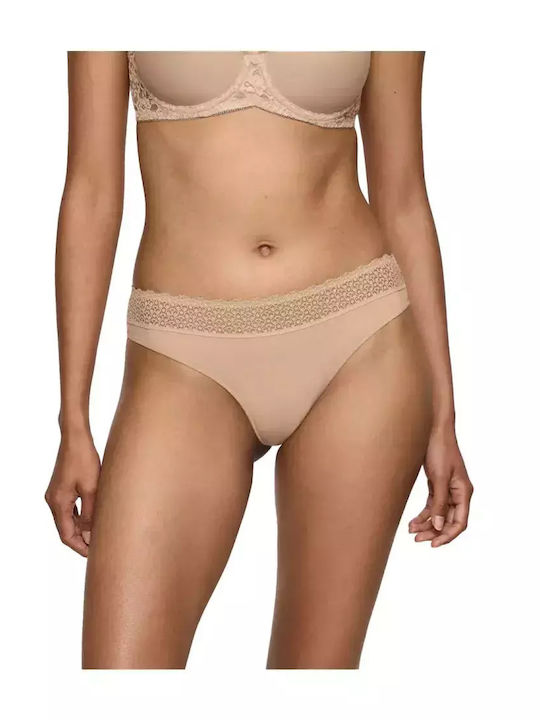 Feel Modal Damen Zeichenfolge mit Spitze Beige