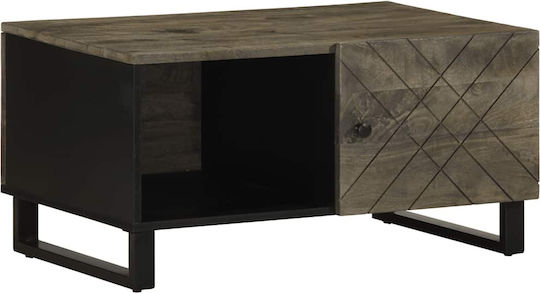Rectangular Central Coffee Table Made of Solid Wood Black M80xW50xH40cm
