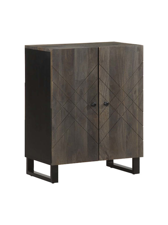 Bufet din Lemn Masiv & Metal Negru 60x33x75cm