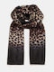 Large Satin Scarf Animal Brown Brown