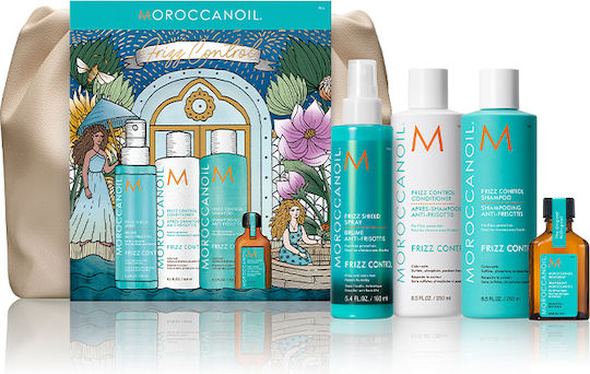 Moroccanoil Holiday Frizz Грижа За Косата Изглаждане За Непокорна Коса С Шампоан Балсам И Спрей 4 Бройки