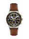 Swatch Unisex Men's Watch Chronograph Battery with Brown Leather Strap