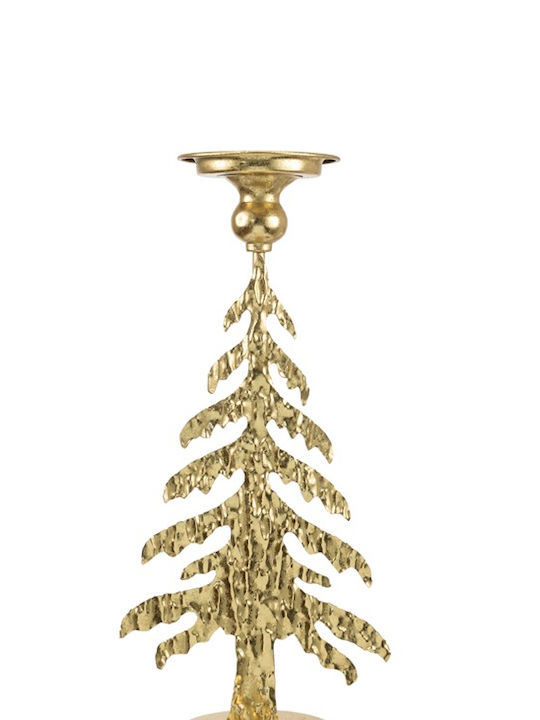 Zen Collection Χριστουγεννιάτικο Μεταλλικό Κηροπήγιο Χρυσό 41.5x19εκ.