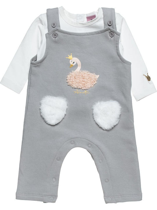 Kids Clothing Set with Dungarees Winter 2 Pieces Grey