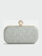 Embossed Glitter Silver Clutch Bag