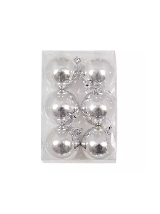 Hanging Ornament Set Silver 6pcs