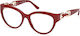 Guess Plastic Eyeglass Frame Cat Eye Burgundy G...