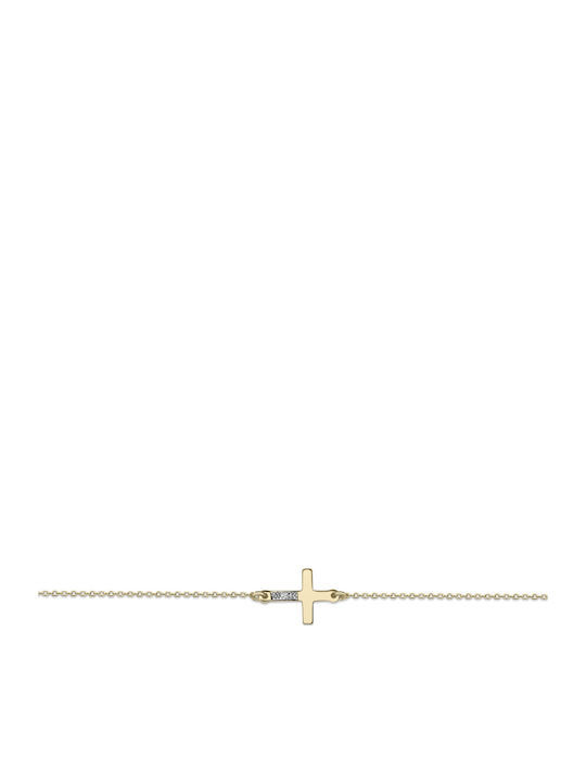 Ekan Vs2 H Damen Armband mit Design Kreuz aus Gold 14K mit Diamant