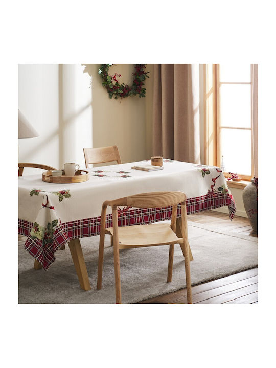 Gofis Home Christmas Tablecloth Fabric Beige L135xW180cm.