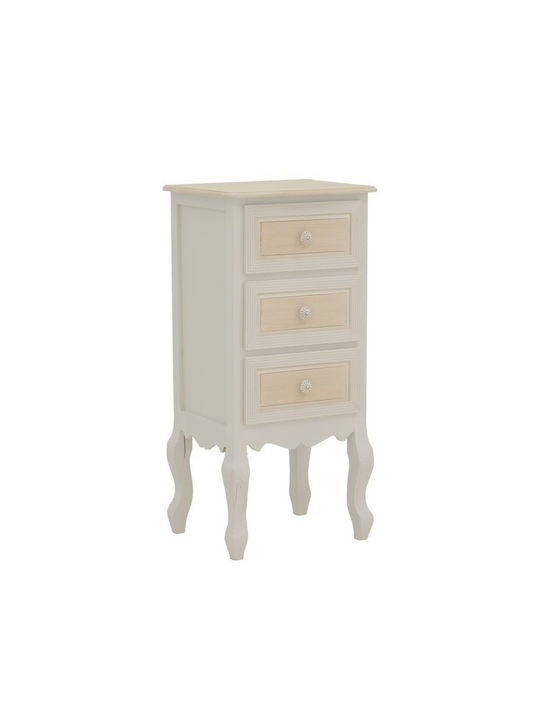 Joliene Wooden Chest of Drawers Antique White-Natural 40x34.5x82cm