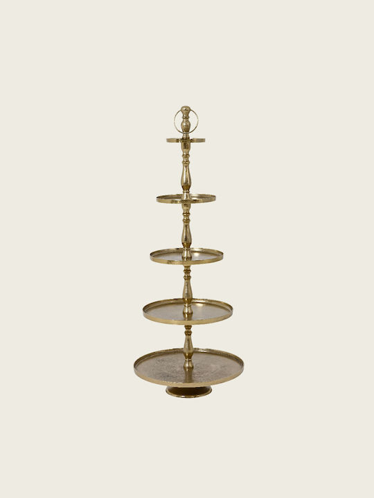 Beauty Home Μεταλλική Εταζέρα 5 Ορόφων Χρυσή Ø61cm Π61xΜ61cm