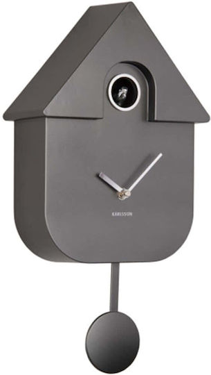 Karlsson Kuckucksuhr Wanduhr ABS 21,5x8,5x41 I Metallisch Dunkelgrau
