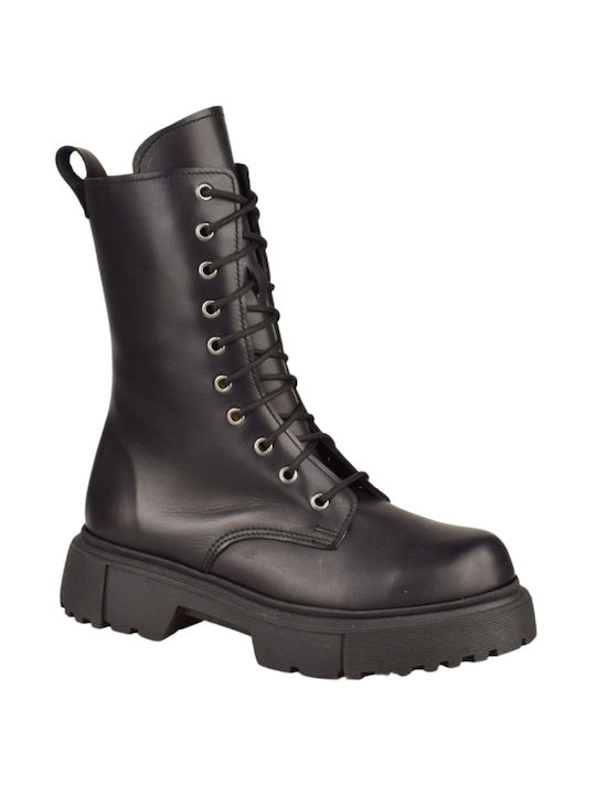 Yfantidis Leder Stiefeletten Damen Schwarz