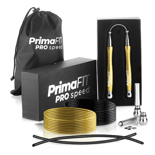 PrimaFit Springseil Fitness mit Gewicht 3m Gold mit einstellbarer Länge