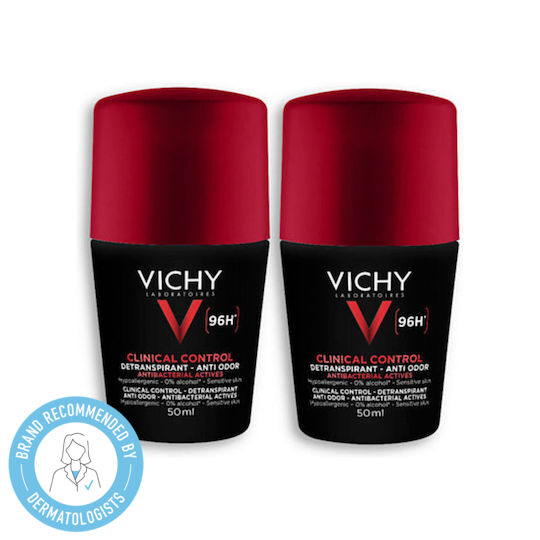 Vichy Homme Clinical Control Αποσμητικό 96h σε Roll-On 2x50ml