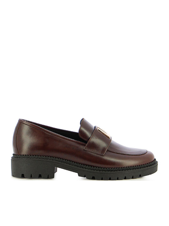 Leather Women's Moccasins in Brown Color