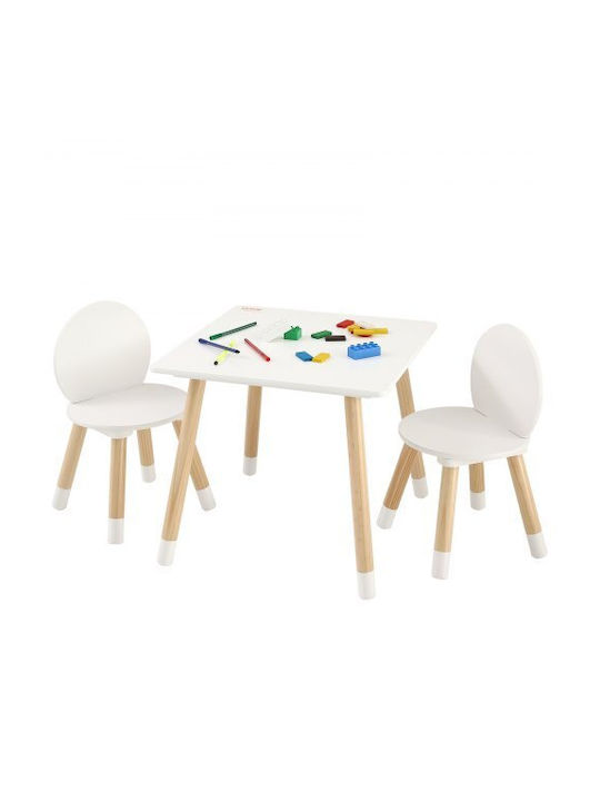 Kinder Tischset mit Stühlen Weiß Vevor