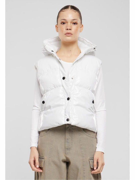 Kurz Damen Ärmellos Puffer Jacke für Winter White
