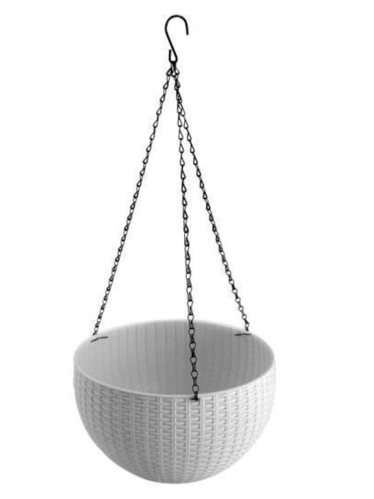 Strend Pro Blumentopf Rattan Weiß