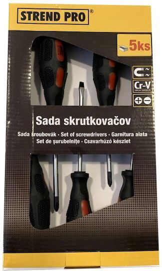 Strend Pro Sd9962 Screwdriver Set Flat Phillips 5 Pieces Cr-v