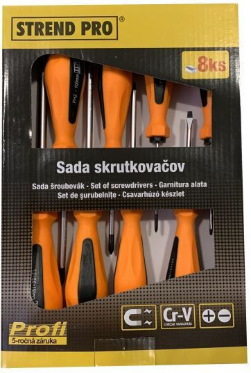 Strend Pro Sd9971 Screwdriver Set Straight Cross 8 Pieces Cr-v