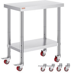 Работна маса от неръждаема стомана Vevor 30x18" с колела за кухня Cfgzt30x18x34yc01v0