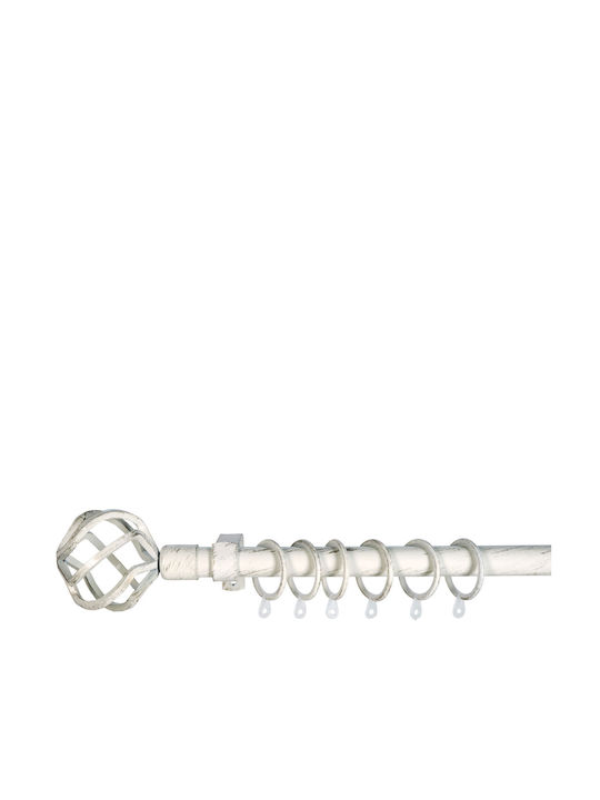 Extendable Metallic Curtain Pole Murchia Single 160-300cm White-Gold