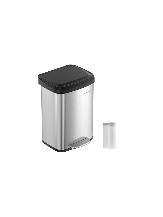 Songmics Waste Bin Waste Metallic with Pedal Silver 50lt 1pcs