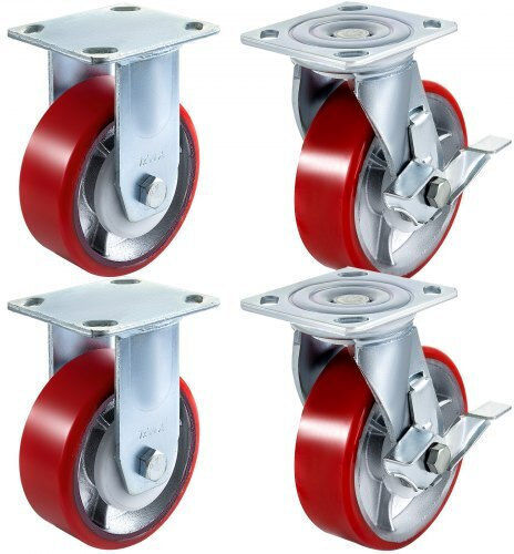 Vevor Roți Rotative Poliuretană Cu Frână 4 Bucăți 152.4mm