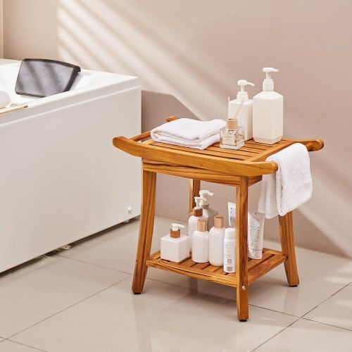 Vevor Boden Badezimmerregal Hölzernes 56x37x47cm Beige