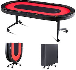 Vevor 10-Personen Klappbarer Pokertisch mit Getränkehaltern & Gepolsterten Schienen 90" Oval Casino