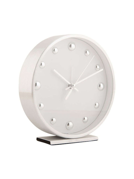 Ρολόι Επιτραπέζιο Ξυπνητήρι Shiny Dots Ka5970wh 15x4,3x15,6cm White-silver Karlsson Αλουμίνιο
