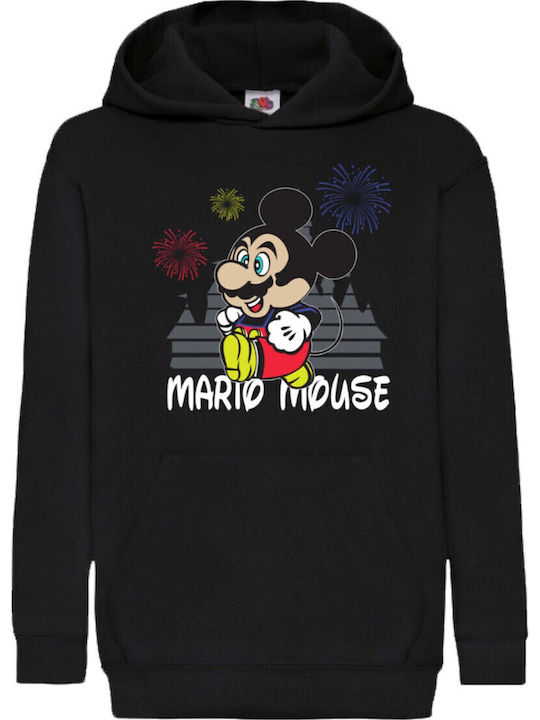 Детски Суитшърт Super Mario Nintendo Tralala Mario Mouse Disney Castle Черен