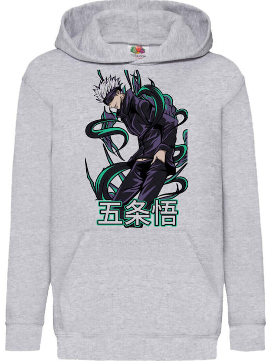 Kinder Kapuzenpullover Anime Manga Tralala Jujutsu Kaisen Grau