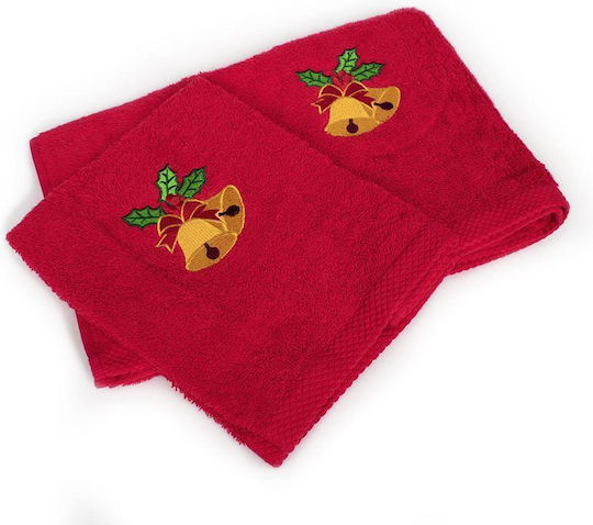 Dimcol Set Weihnachtliche Servietten Stoff Rot L90xB50cm. 2Stück