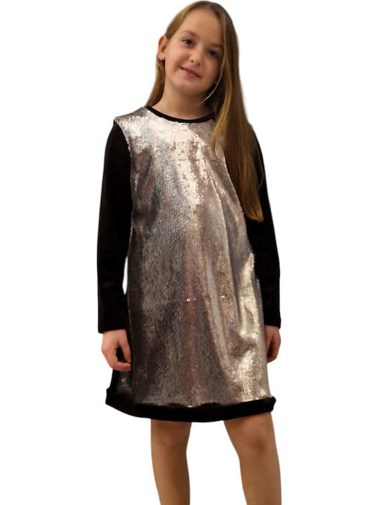 Children's Dress with Sequins Silver