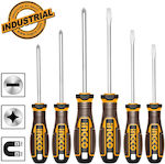 Ingco Set 6 Magnetic Screwdrivers with 6 Interchangeable Tips