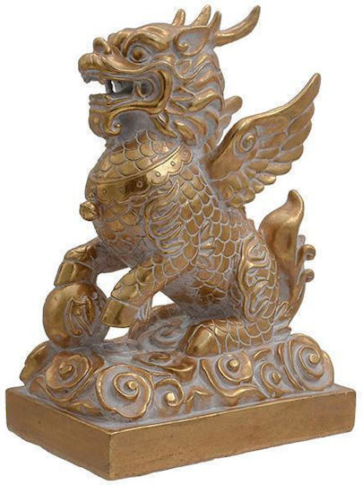 Table Decorative Polyresin Fylliana Dragon Gold Color 20x13x30cm 281-224-033