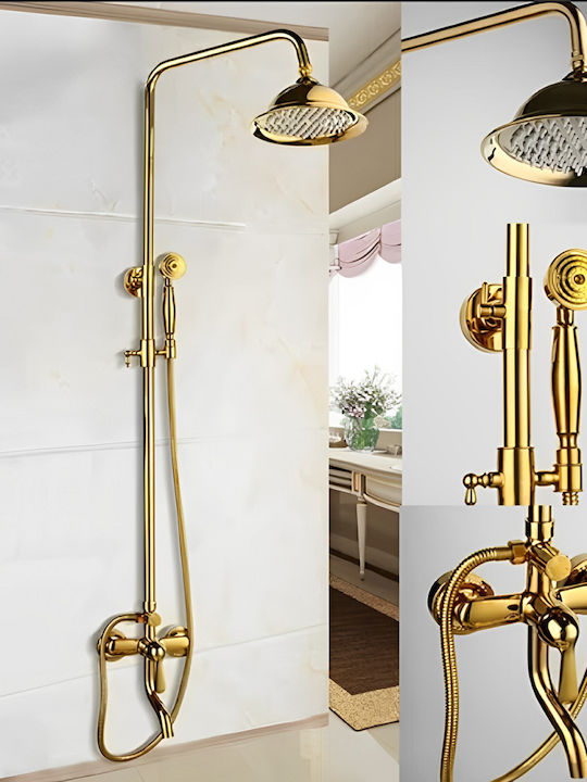 Shower Column with Mixer Gold