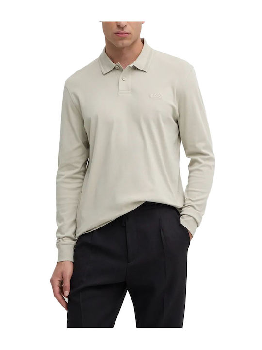 Boss Polo Μπλούζα Μακρυμάνικη Εκρου